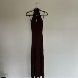 White Fox Boutique Brown Halter Maxi Gown